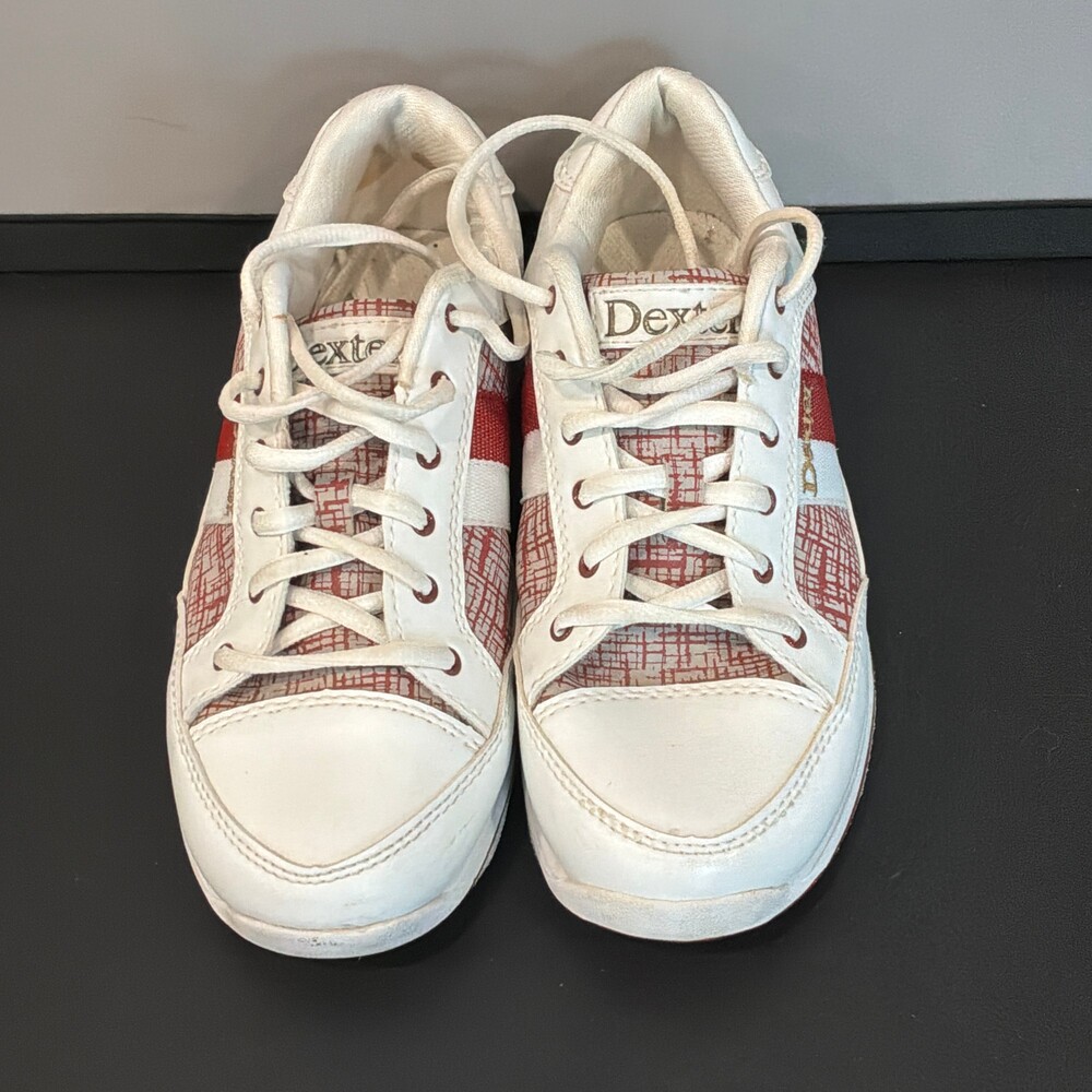 Dexter Bowling Shoes White Red Pattern Casual Sneakers 6.5m